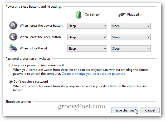 Windows 8: отключите необходимый пароль при выходе компьютера из спящего режима