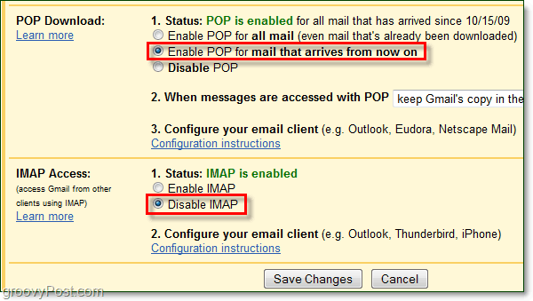 Подключите Gmail к Outlook 2010 по протоколу POP.