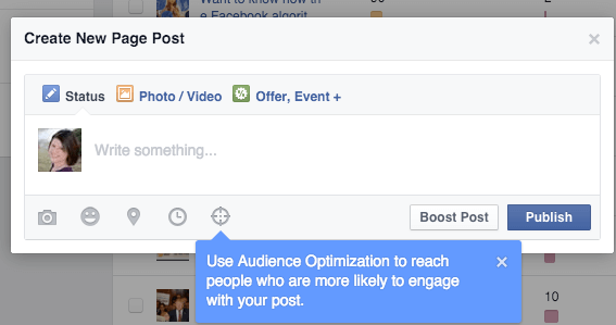 Значок оптимизации аудитории facebook для сообщений