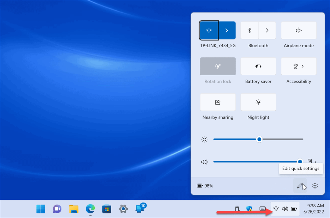 Быстрые настройки в Windows 11