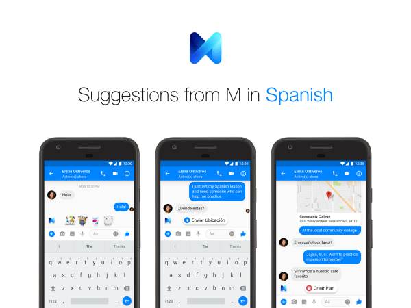 Пользователи Facebook Messenger теперь могут получать предложения от M на английском и испанском языках.