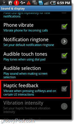 Включить или отключить Android Haptic Feedback
