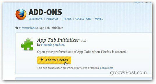 инициализатор вкладки приложения добавить в Firefox