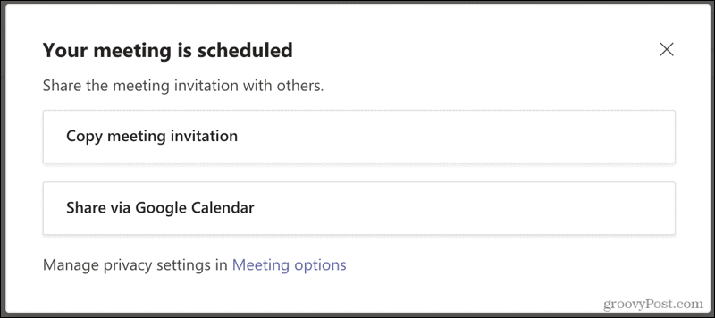 Встреча, запланированная в Microsoft Teams