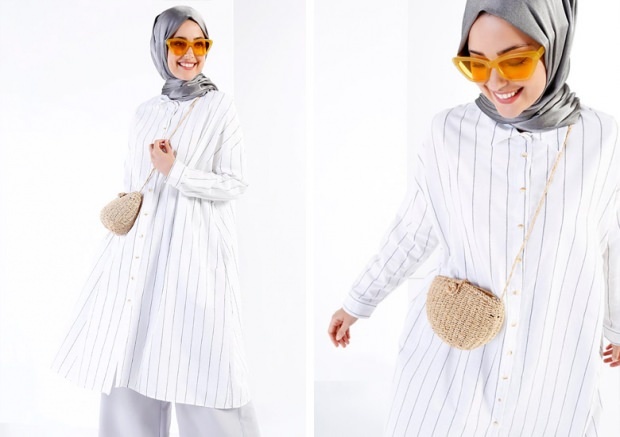 Модный тренд хиджаба 2018: полосатые туники