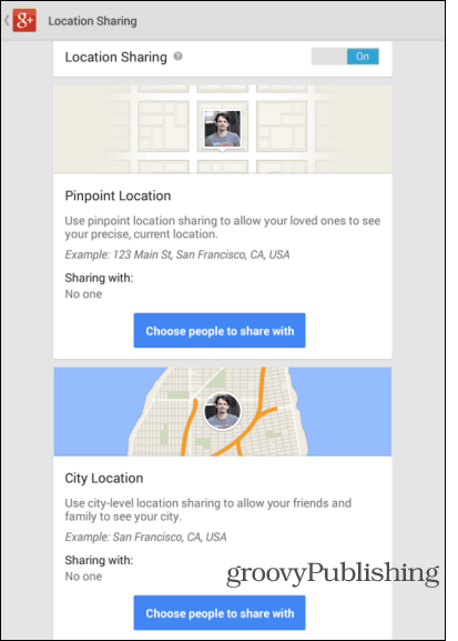 Настройки местоположения обновления приложения Google Android