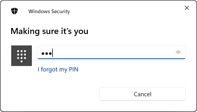 Войдите в систему с помощью ПИН-кода или пароля