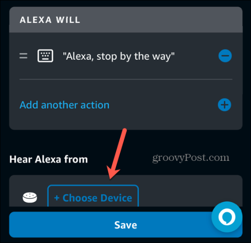 Приложение Alexa выбирает устройство