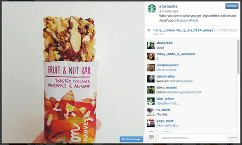 Изображение в instagram starbucks с #glutenfree