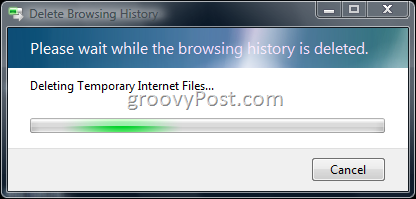 Создайте пакетный файл для удаления истории браузера IE7 и временных файлов