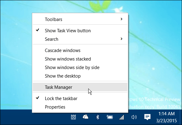 Откройте диспетчер задач Windows 10