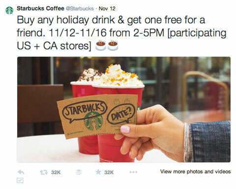Starbucks купи один, получи один твит