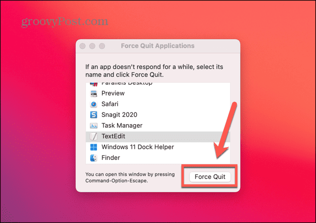 кнопка принудительного выхода Mac
