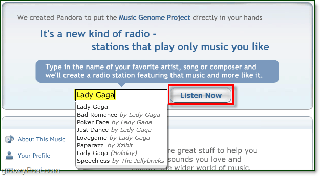 слушать Lady Gaga бесплатно на pandora.com
