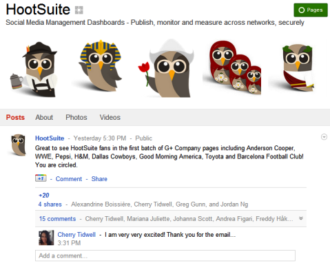 Страницы Google+ - HootSuite