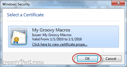 Создание самоподписанного цифрового сертификата в Office 2010