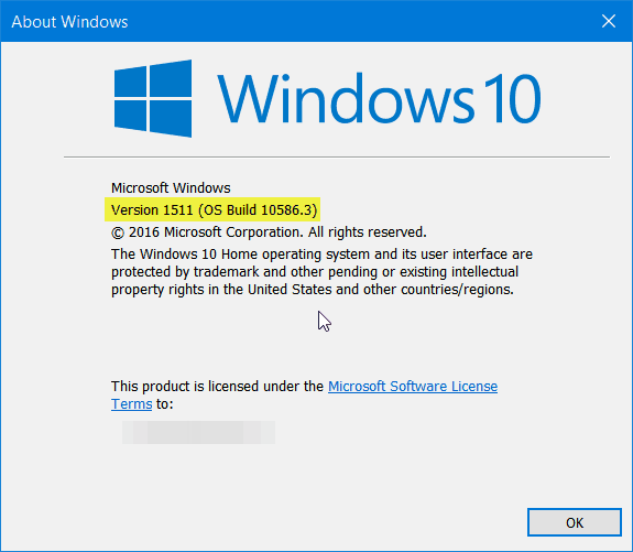 Windows 10 Версия 1511