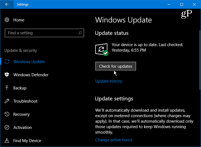 1 Windows 10 Проверка обновлений