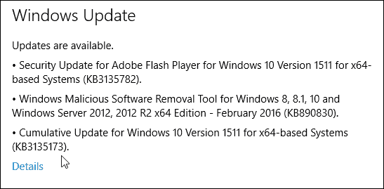 Накопительное обновление для Windows 10 KB3135173 Build 10586.104 Доступно сейчас