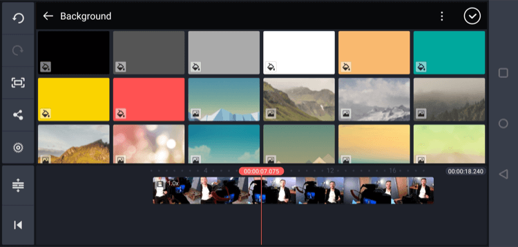 выбрать цвет фона в мобильном приложении Kinemaster