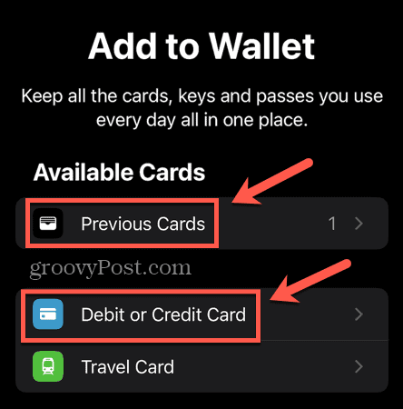 Apple Pay добавить предыдущую карту или новую дебетовую или кредитную карту