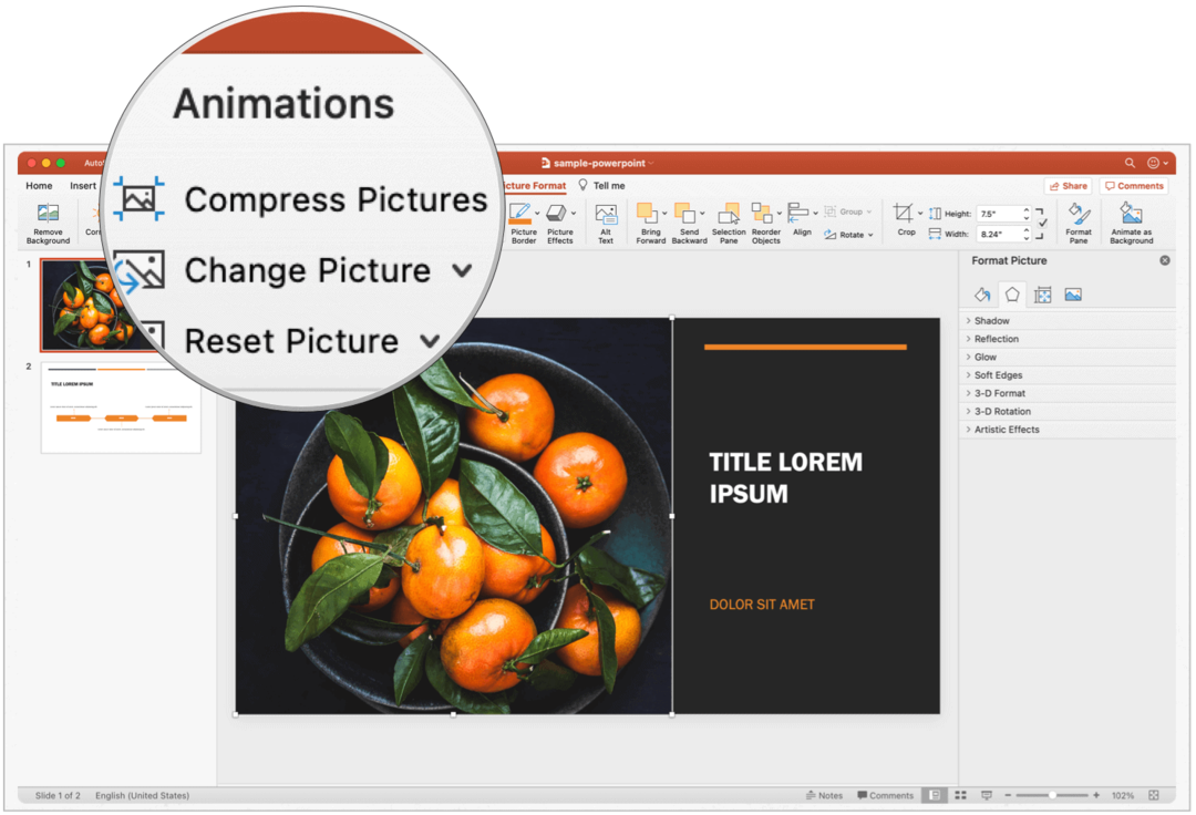 PowerPoint Mac сжимает изображения