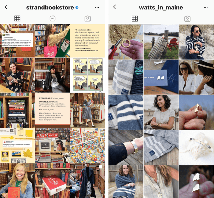 два профиля в Instagram с фильтрами синих и желтых тонов