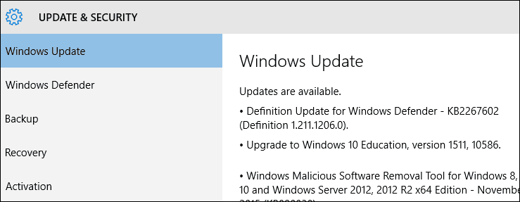 Принудительное обновление Windows 10 для доставки ноябрьского обновления