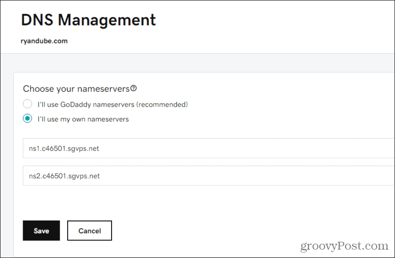 изменить серверы имен