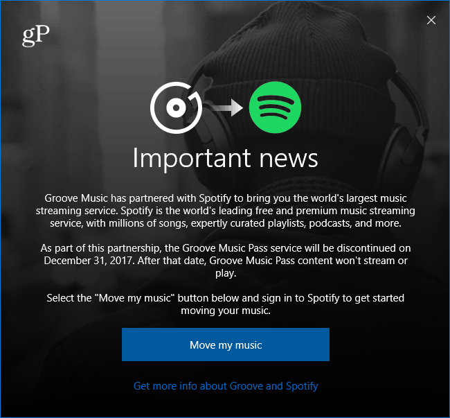 Microsoft Groove Music переходит в сообщение Spotify