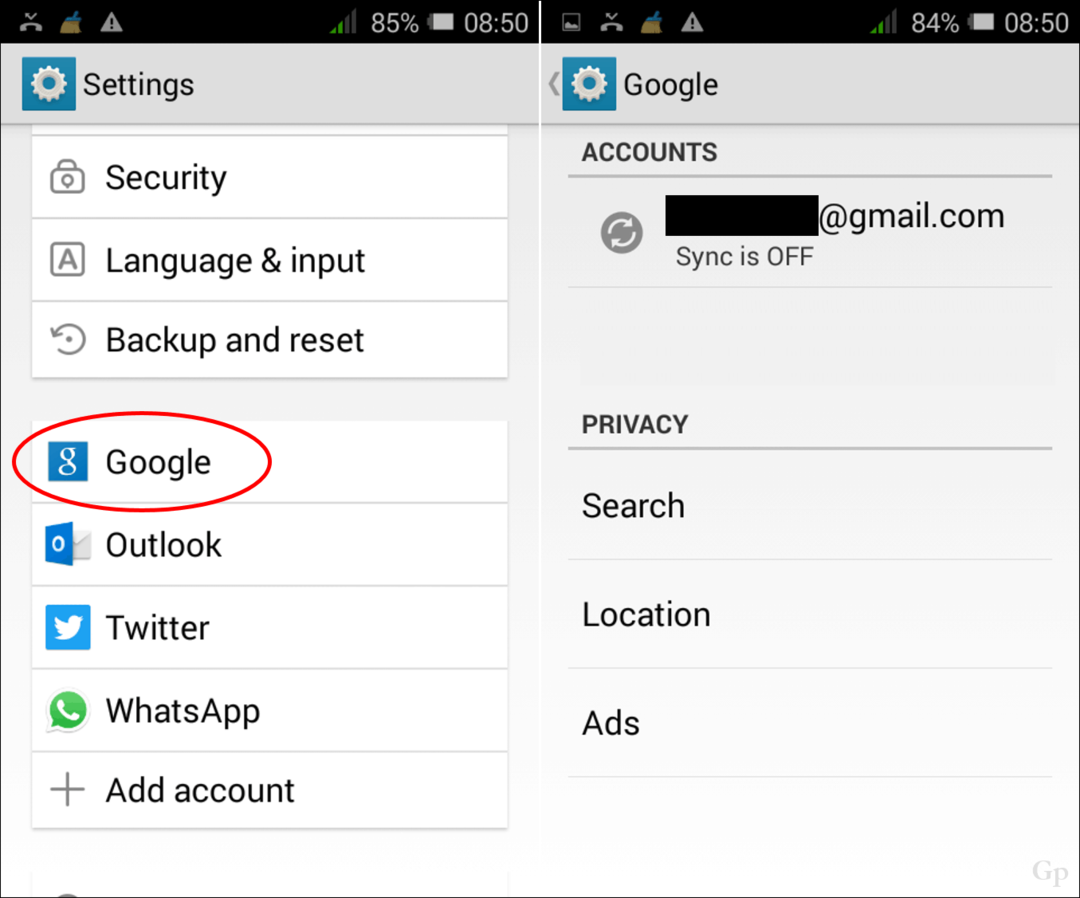 Удалить или изменить учетные записи Google на устройстве Android