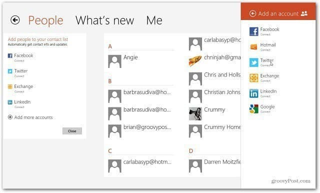 Windows 8 Metro: как добавить учетные записи электронной почты