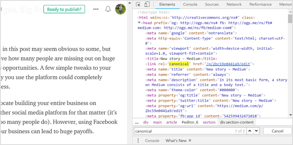 При использовании функции импорта на Medium канонический тег автоматически добавляется к вашему контенту.