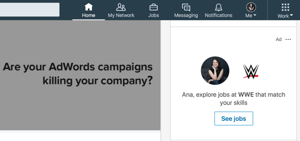 Пример таргетированной динамической рекламы LinkedIn.