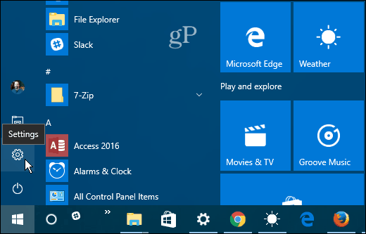 1 Настройки Windows 10 Пуск