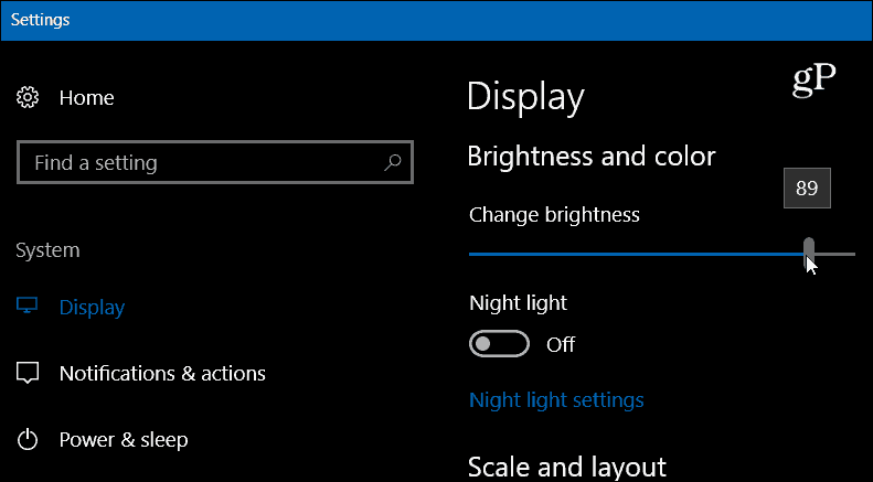 Windows 10 Настройки Яркость дисплея