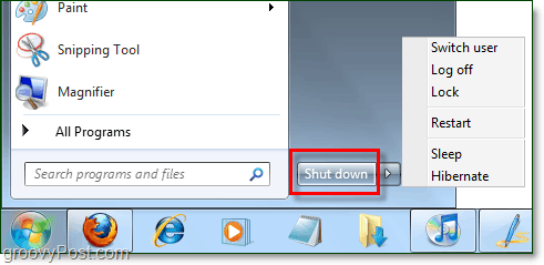 кнопка включения меню «Пуск» в Windows 7 с настройками по умолчанию