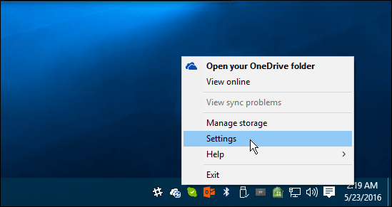 Настройки OneDrive