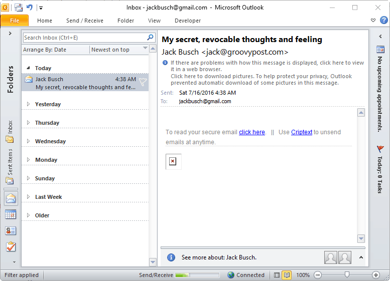 безопасная электронная почта в Outlook