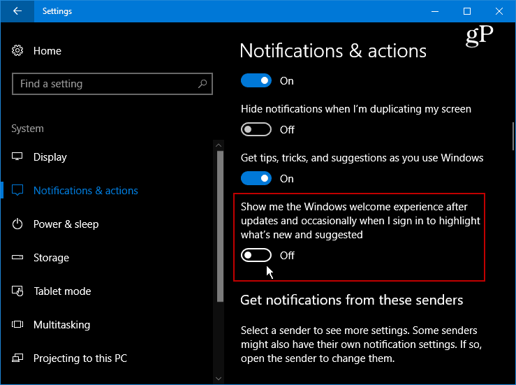 Скройте надоедливый экран приветствия Windows 10 после обновлений