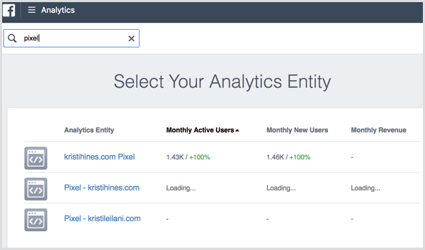 Веб-сайт Facebook Analytics