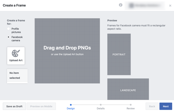 Как продвигать прямую трансляцию на Facebook, шаг 2, создайте рамку в Facebook frame studio