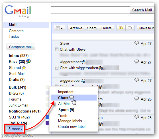 найти старые записанные чаты в Gmail