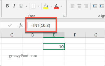 Функция INT в Excel