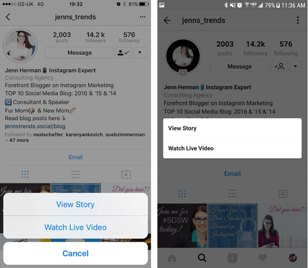 Посетители профиля Instagram могут выбрать, какую опцию просматривать в ваших историях, если у вас есть как повторное видео, так и сообщения историй.