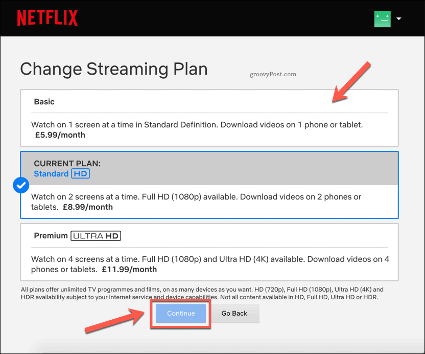 Изменение планов подписки Netflix