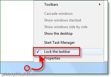 как заблокировать панель задач в windows 7