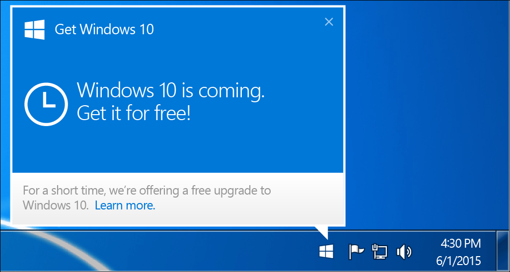 Microsoft удаляет Windows 10 Up Nag Notification