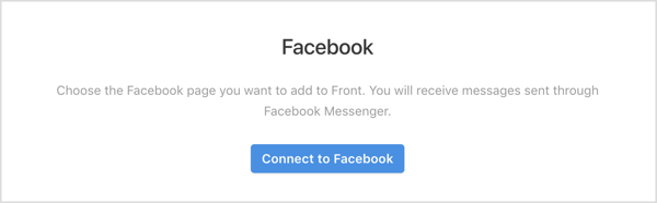 Нажмите кнопку «Подключиться к Facebook» в приложении Front.