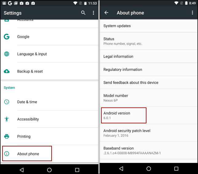 Настройки Android 6 Зефир